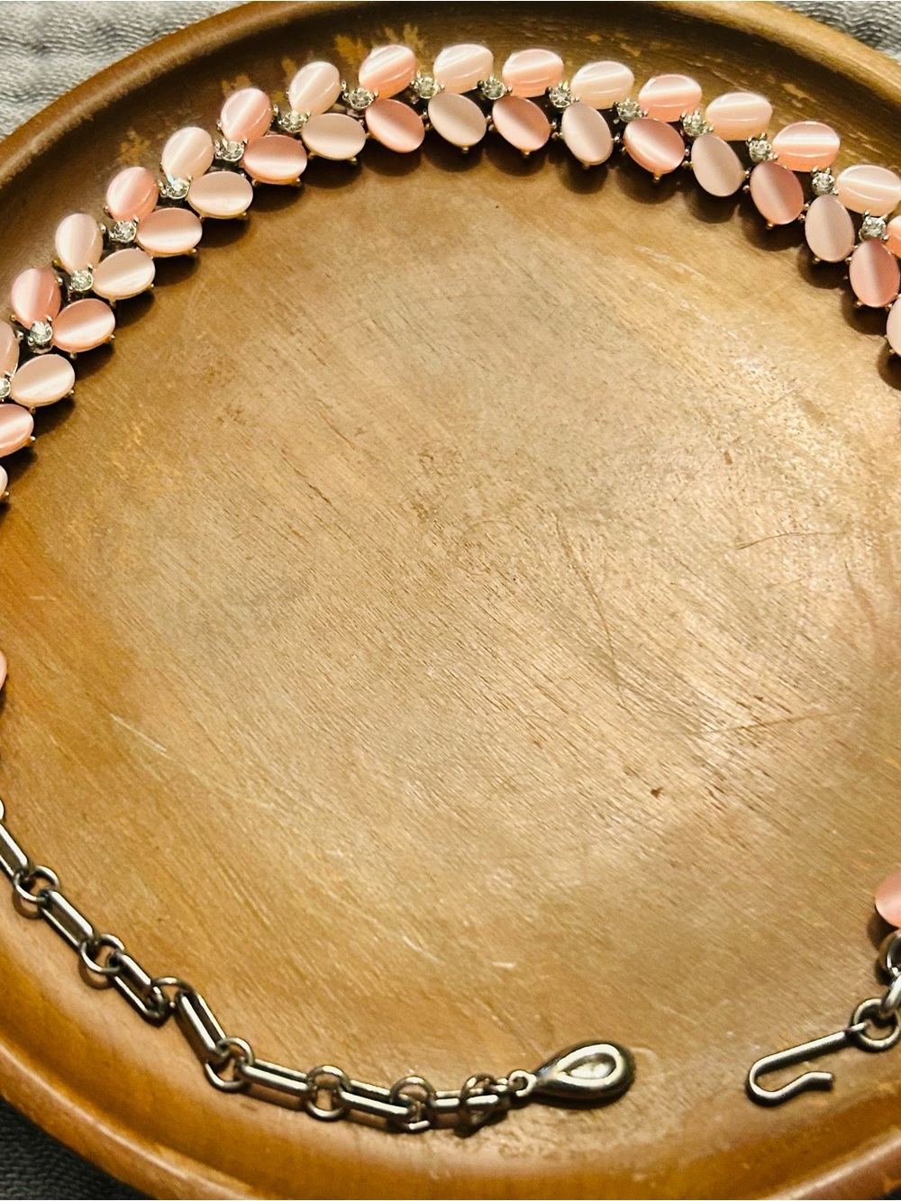 Lisner Vintage Pink Crystal Petal Link Necklace - Women Jewelry